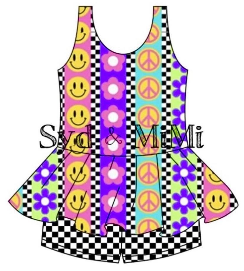 Preorder moq 5 Baby Girls Flowers Smile Tunic Top Shorts Clothes Sets