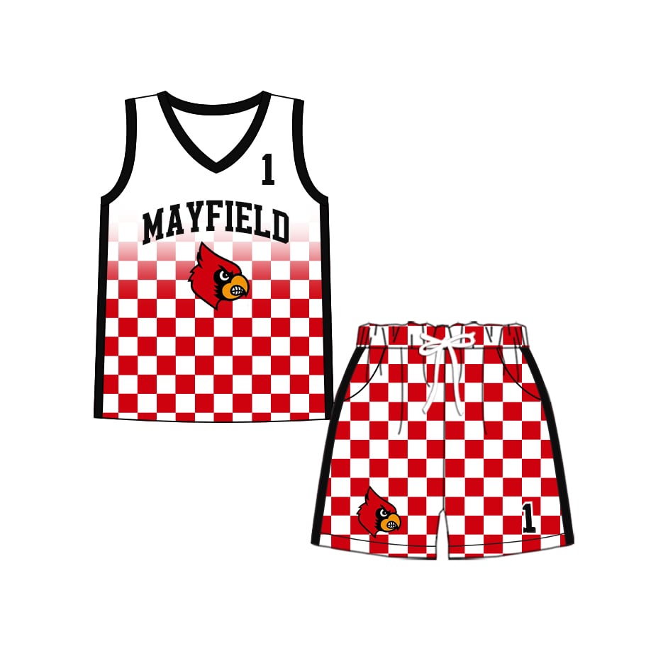 Preorder (moq 5)Baby Boys Milk silk Mayfield Basketball Team Shirt Shorts Sets