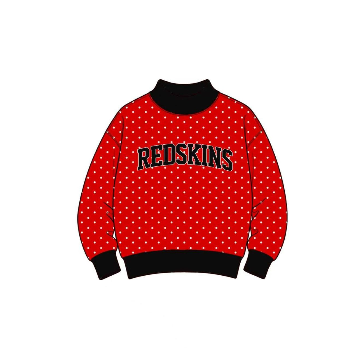 Preorder (moq 5) Baby Girls Redskins Red Black Team Mock Neck Tee Shirts Tops