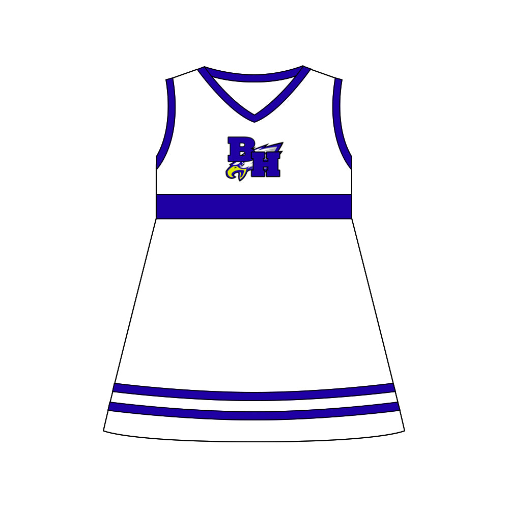 Preorder (moq 5)Baby Girls BH Bird White Team Knee Length Dresses