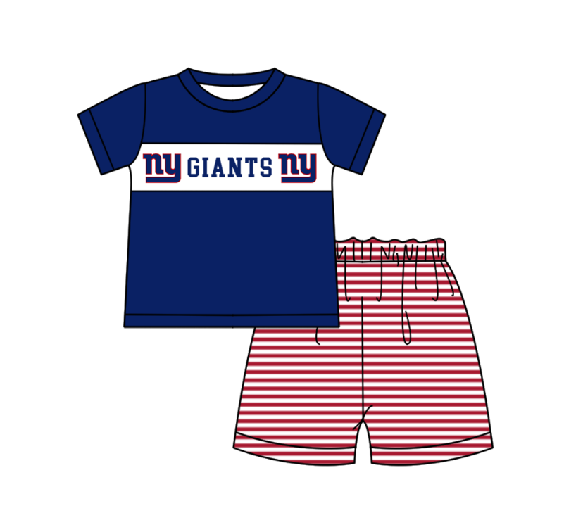 Preorder (moq 5)Baby Boys Short Sleeve Ny Giants Top Stripe Shorts Team Clothes Sets