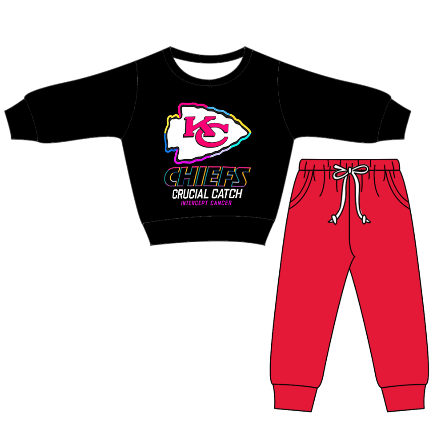 Preorder(moq 5)Baby Boys KC Chiefs Top Pockets Jogger Pants Team Clothes Sets