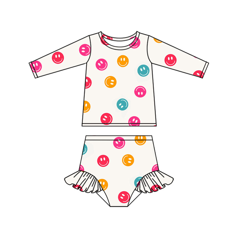 Baby Girls Smiles Long Sleeve Top Bummie Swimsuits Clothes Sets Preorder(moq 5)