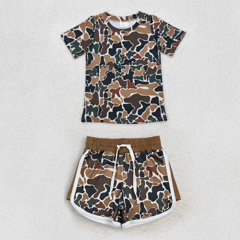 Baby Boys Girls Southern Dark Brown Camo Top Shorts Clothes Sets