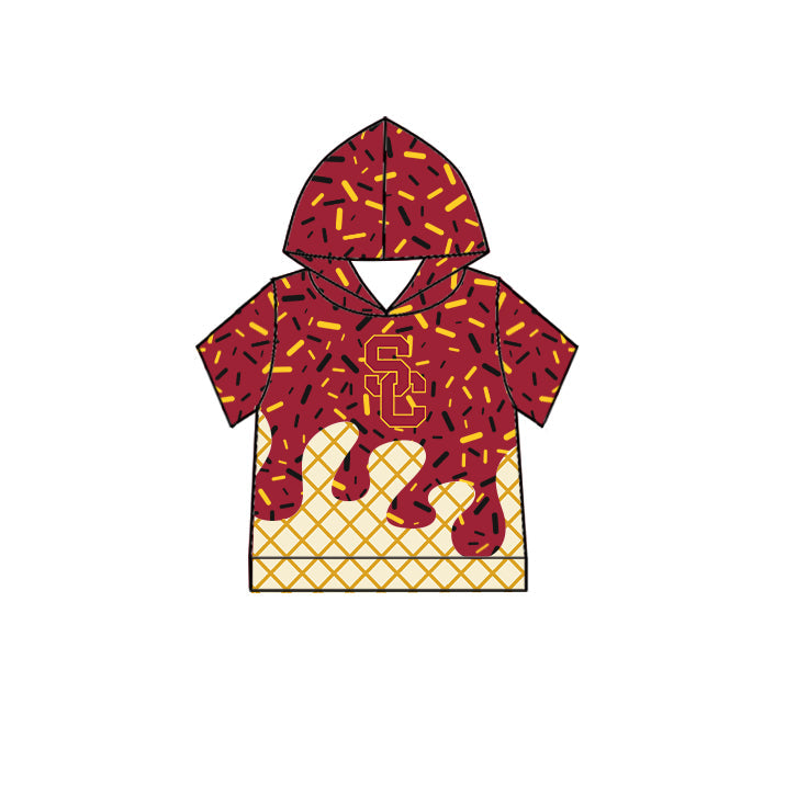 Preorder (moq 5)Baby Boys Drip Sprinkles USC Trojans Team Short Sleeves Hoodies Top