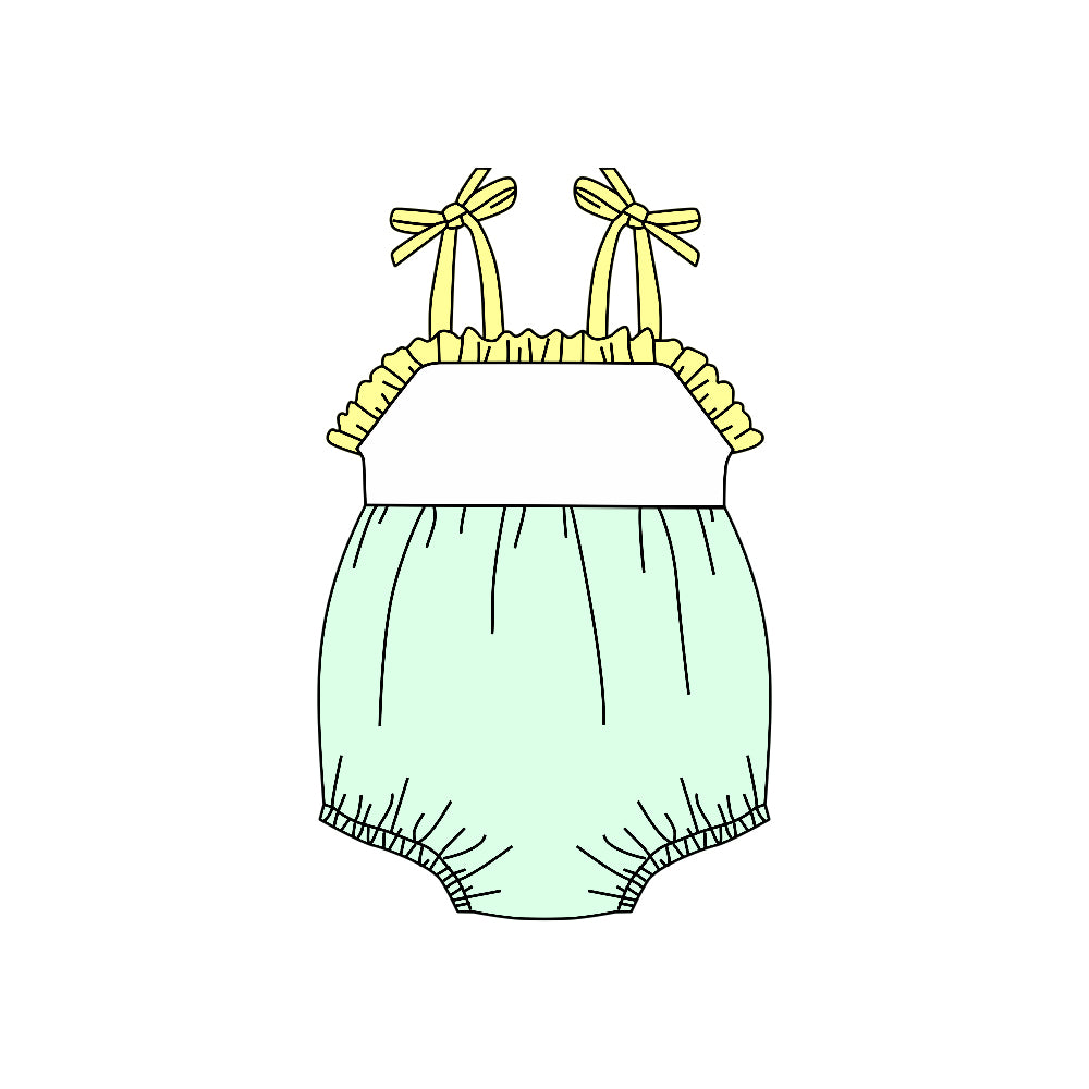 Preorder(moq 5)Baby Infant Girls Straps Green Summer Rompers