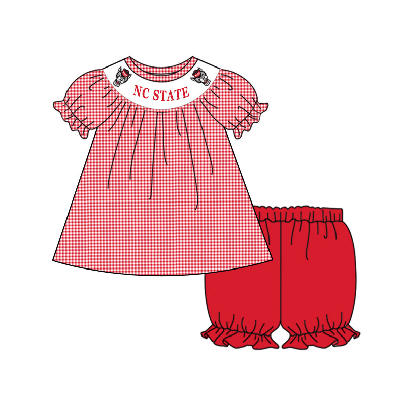 Baby Girls NC State Team Tops Elastic Shorts Clothes Sets preorder (moq 5)