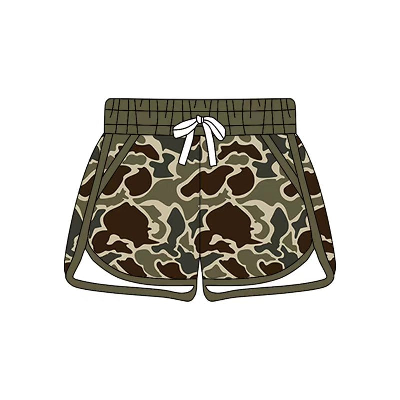 Preorder (moq 5)Baby Girls Southern Dark Khaki Camo Pockets Shorts Bottom
