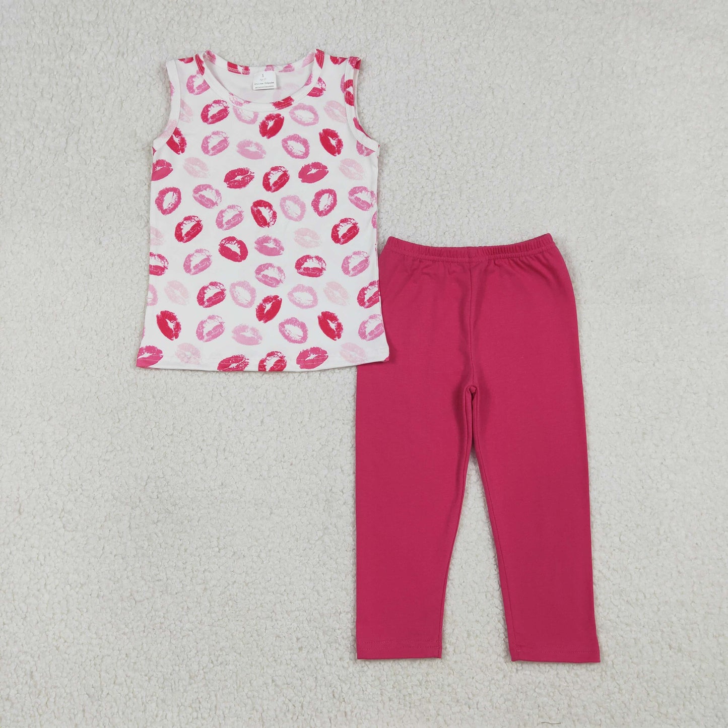 Baby Girls Red Mouths Vest Top Legging Pants Valentines Clothes Sets