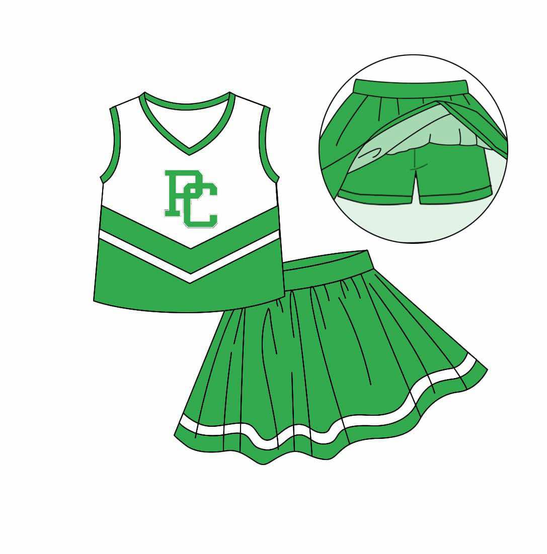 Preorder (moq 5)Baby Girls PC Cheer Team Top Skort Shorts Clothes Sets