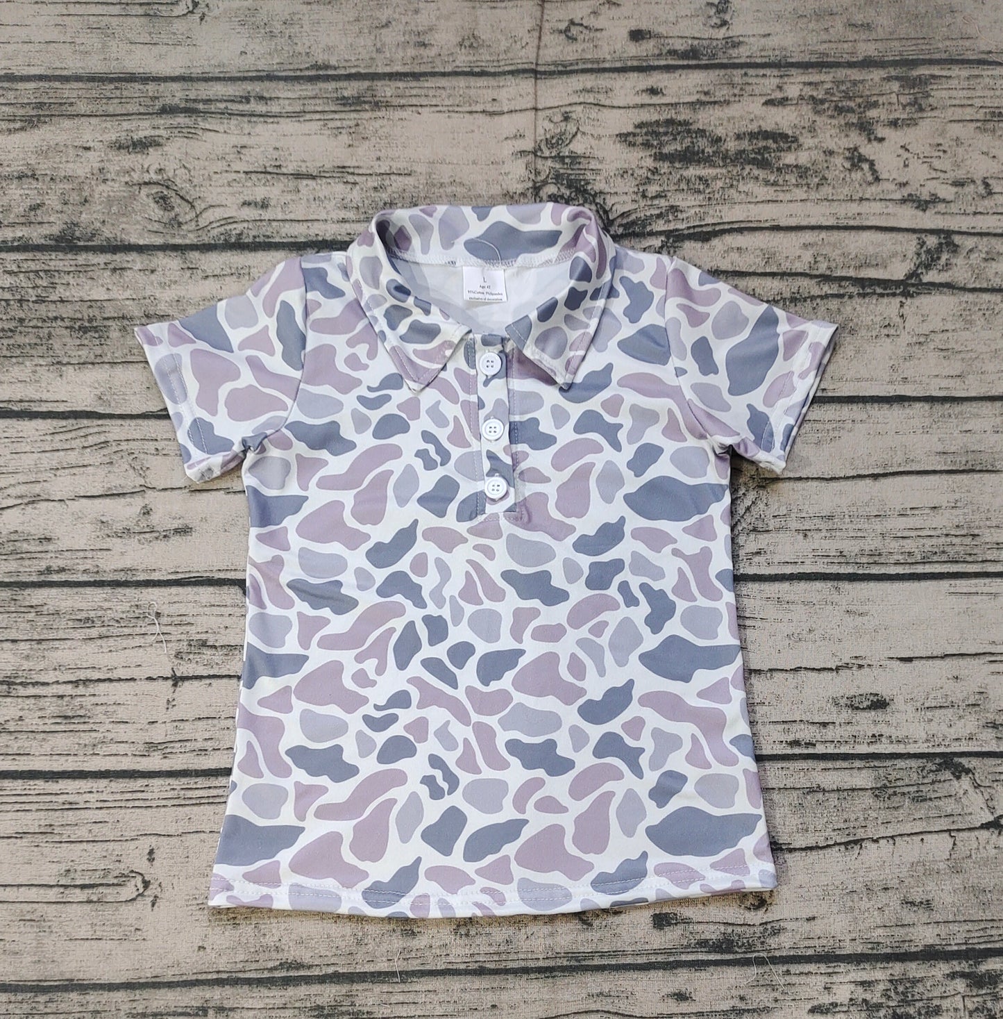 Baby Boys Camo Hunting Short Sleeve Buttons Tee Shirt Tops