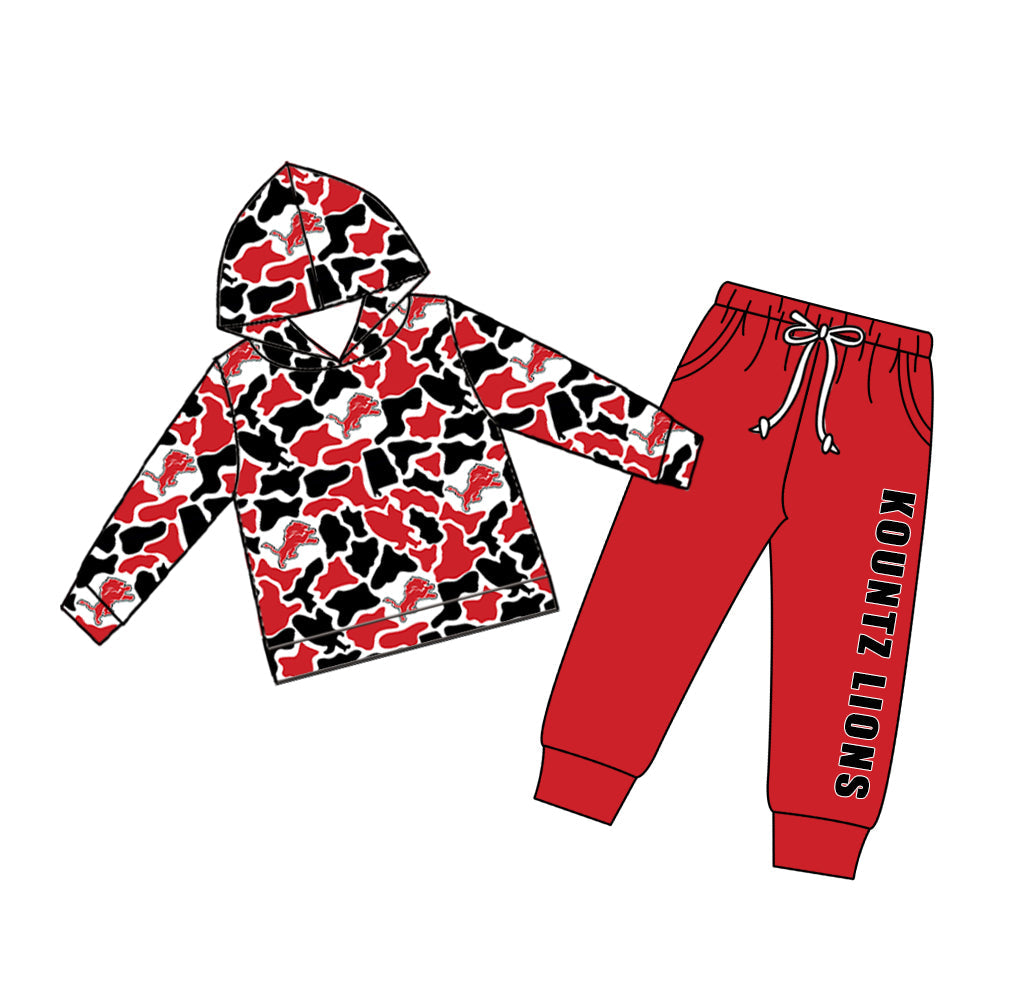 Preorder (moq 5)Baby Boys Colorful Camo Hoodies Top Pockets Jogger Team Clothes Set