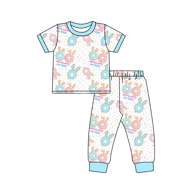 Baby Easter Boys Donuts Bunny Ears Shirt Pants Pajamas Clothing Sets preorder(MOQ 5)