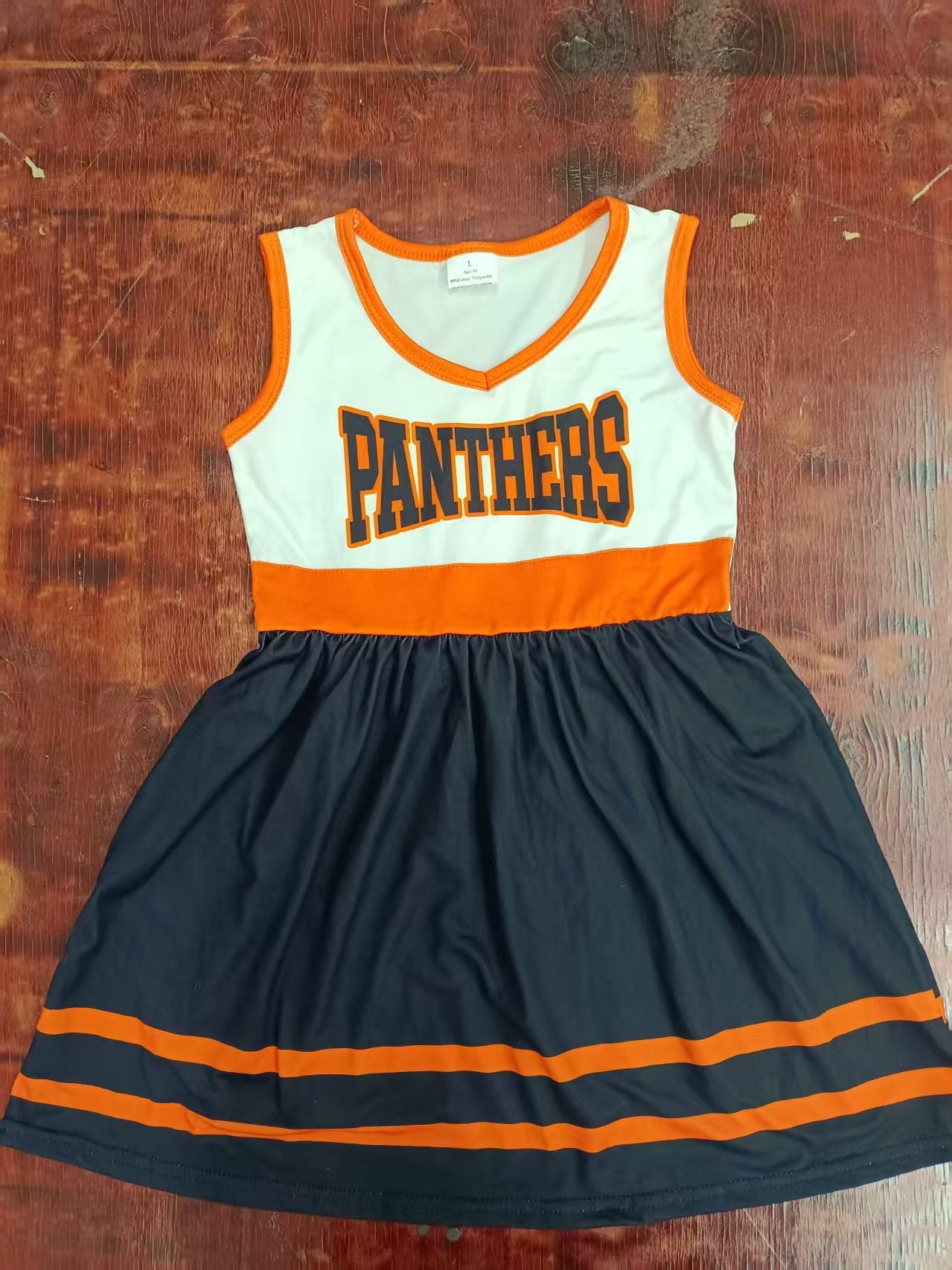 Preorder moq 5 Baby Girls Sleeveless Panthers Team Knee Length Dresses