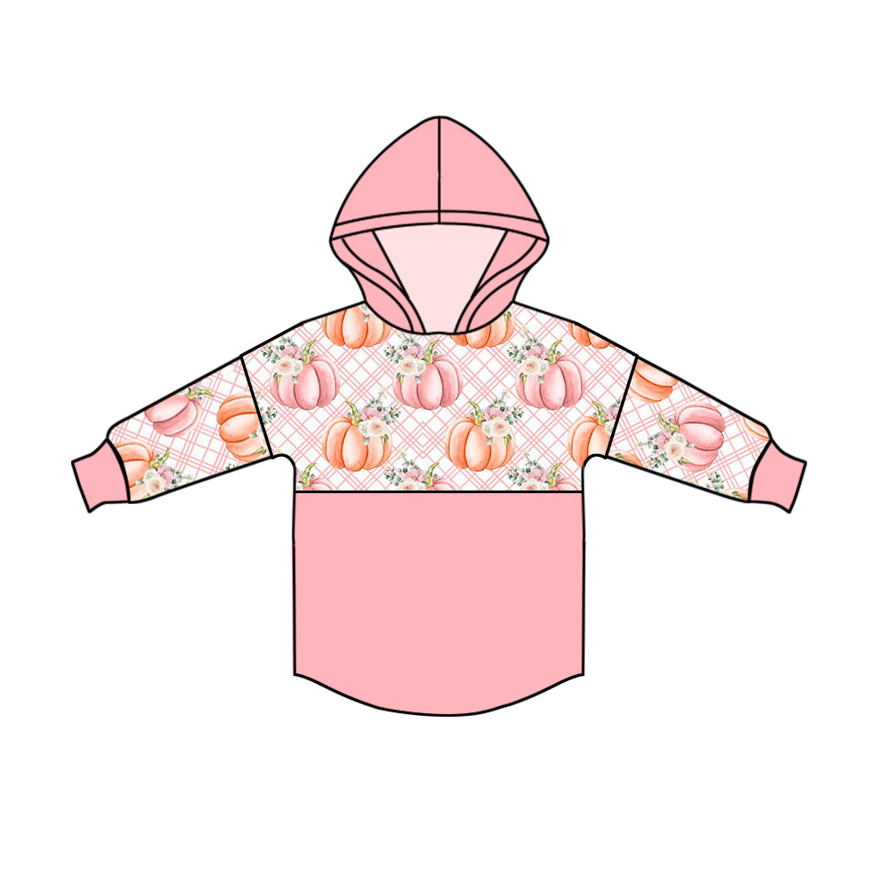 Baby Girls Pink Pumpkin Long Sleeve Hooded Top preorder(moq 5)