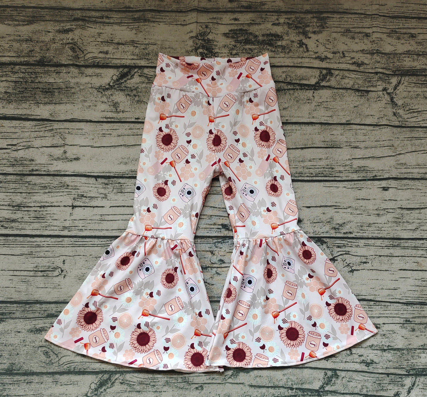 Baby Girls Sunflowers Ruffle High Waist Bell Pants