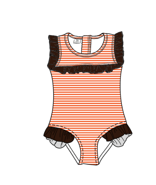 Preorder moq 5 Baby Girls Sleeveless Stripe Team Swimsuits