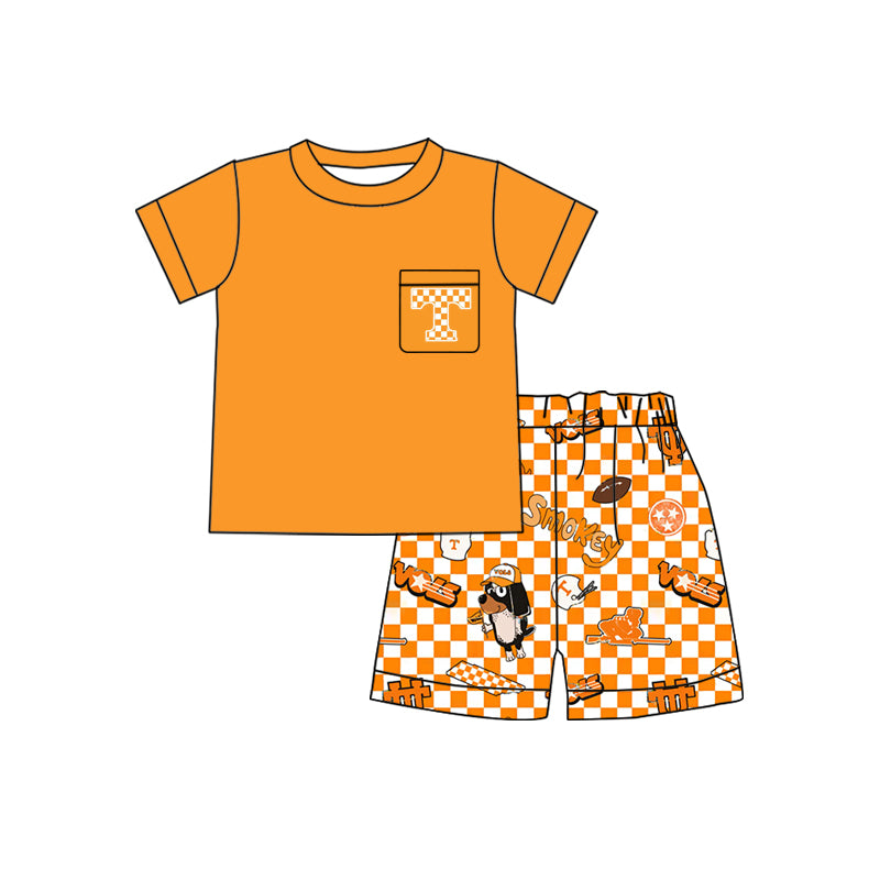 Preorder (moq 5)Baby Boys Tenness Team Pocket Shirt Top Shorts Clothes Sets