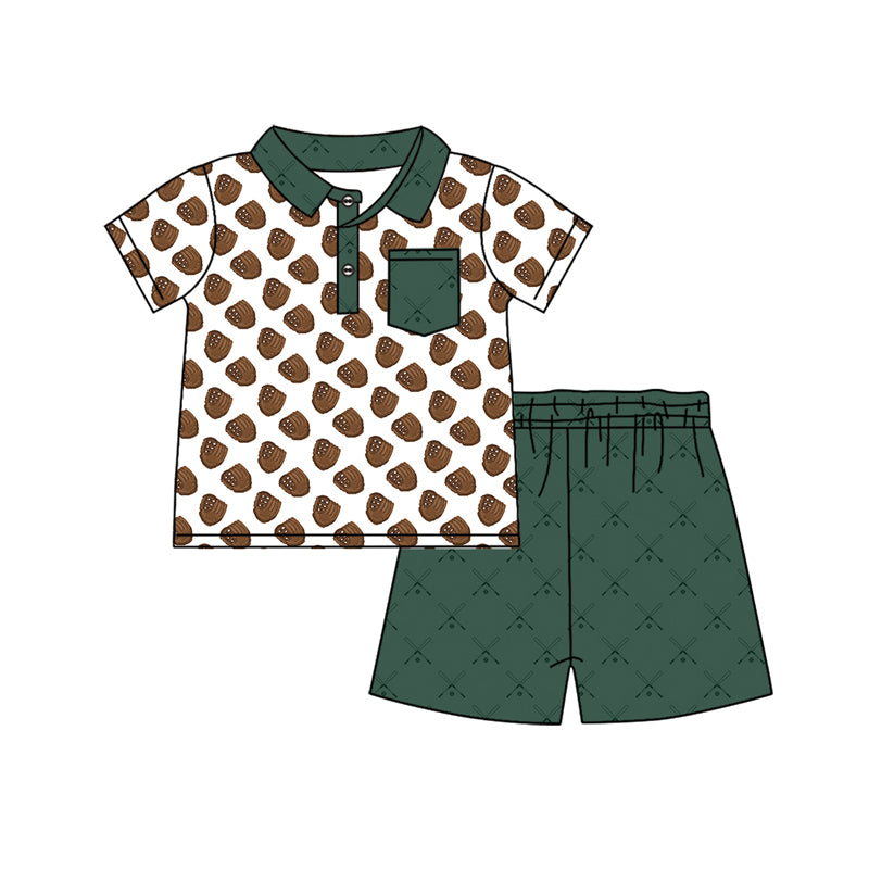 Preorder (moq 5)Baby Boys Baseball Pocket Top Shorts Clothes Sets