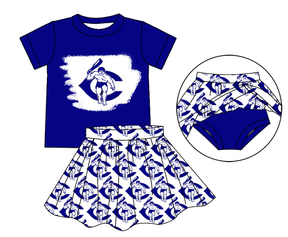 Preorder (moq 5)Baby Girls Gavemen Top Bummie Skorts Team Sets