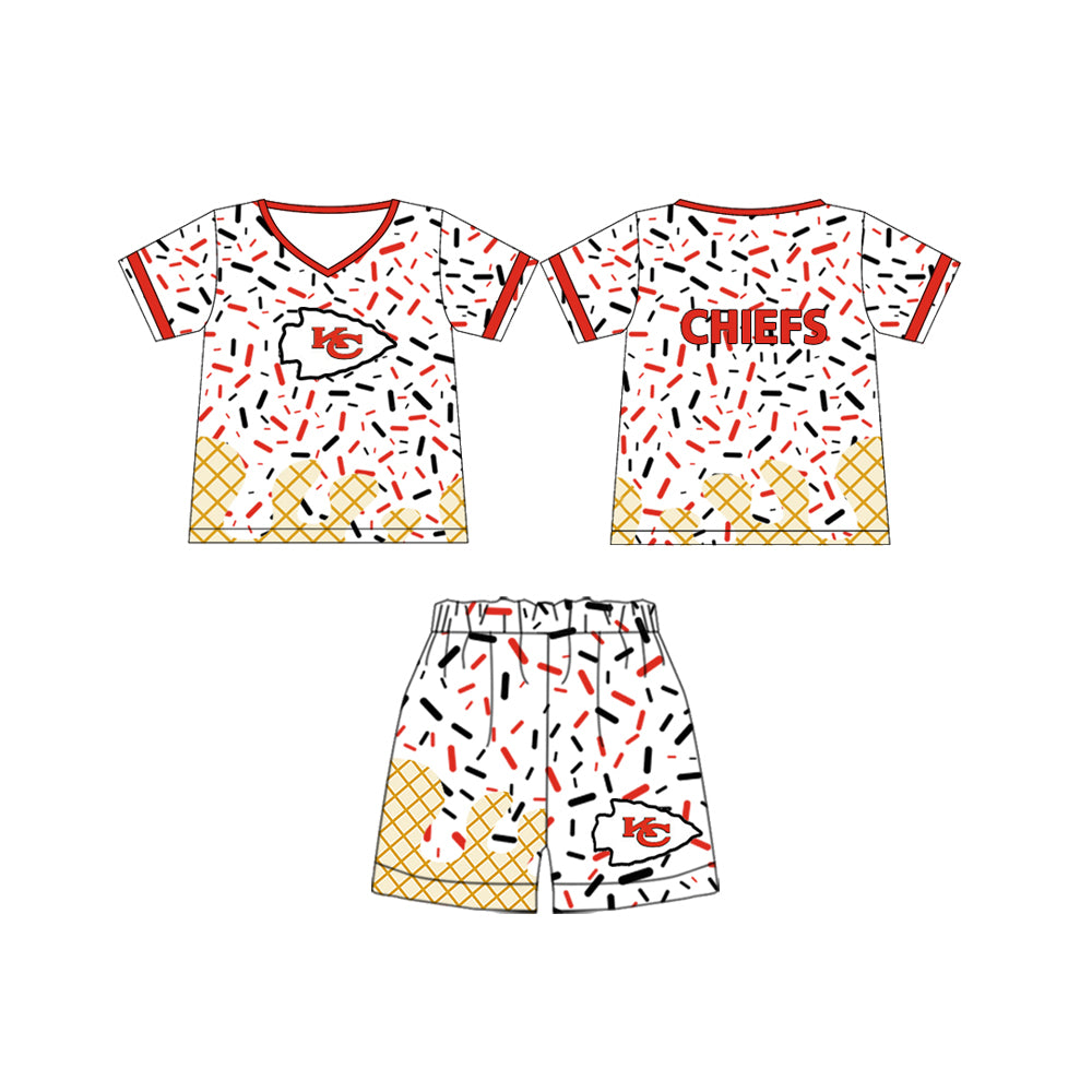 preorder(moq 5) Baby Boys KC Chief Team Short Sleeve Tee Shirt Shorts Clothes Sets