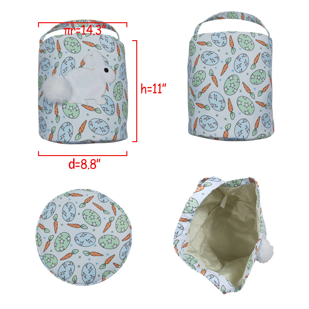 Embroidery Rabbits Baby Kids Carrots Eggs Easter Bucket Baskets Bags
