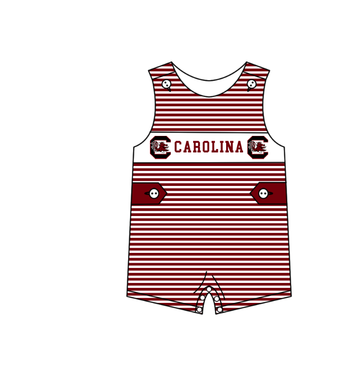 preorder(moq 5) Baby Boys Red Stripe Sleeveless Carolina Team Rompers