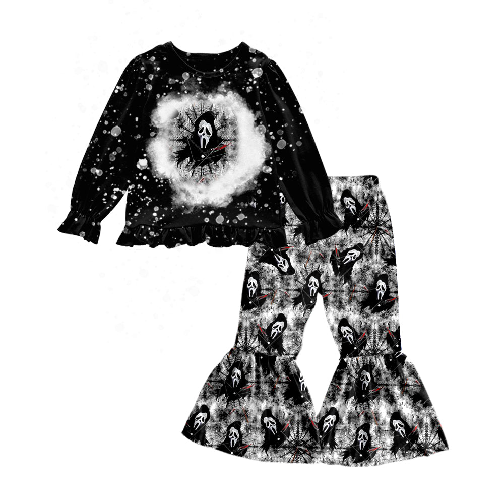 Baby Girls Halloween Face Shirt Bell Pants Clothes Sets Preorder(moq 5)