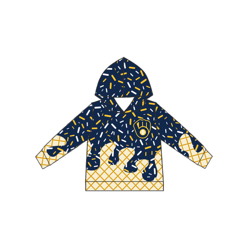 Preorder (moq 5)Baby Boys Long Sleeves Drip Navy Milwaukee Brewers Team Hoodies Top