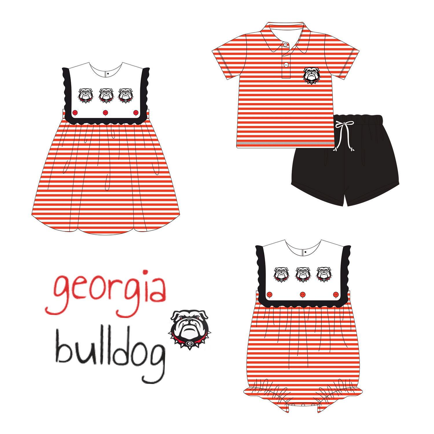 Custom moq 5 Football Item georgia bulldog Sibling Clothes