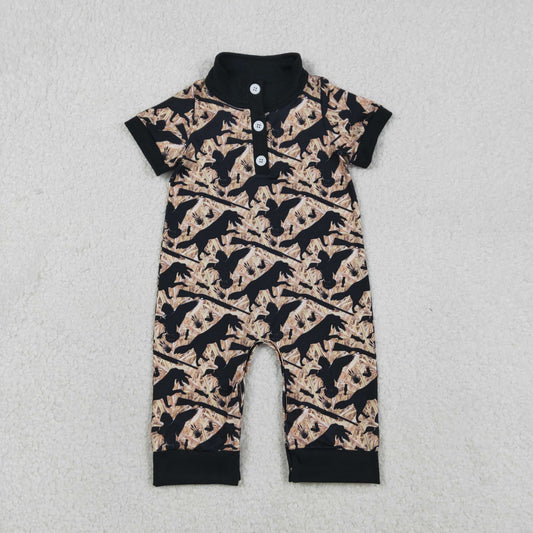 Baby Boys Southern Hunting Dog Ducks Camo Button Rompers