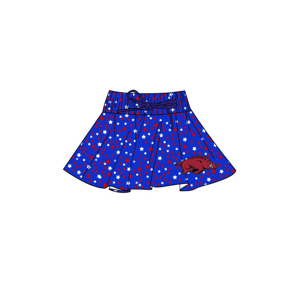 Preorder (moq 5)Baby Girls Stars Arkansas Team Skirt Shorts Bottom
