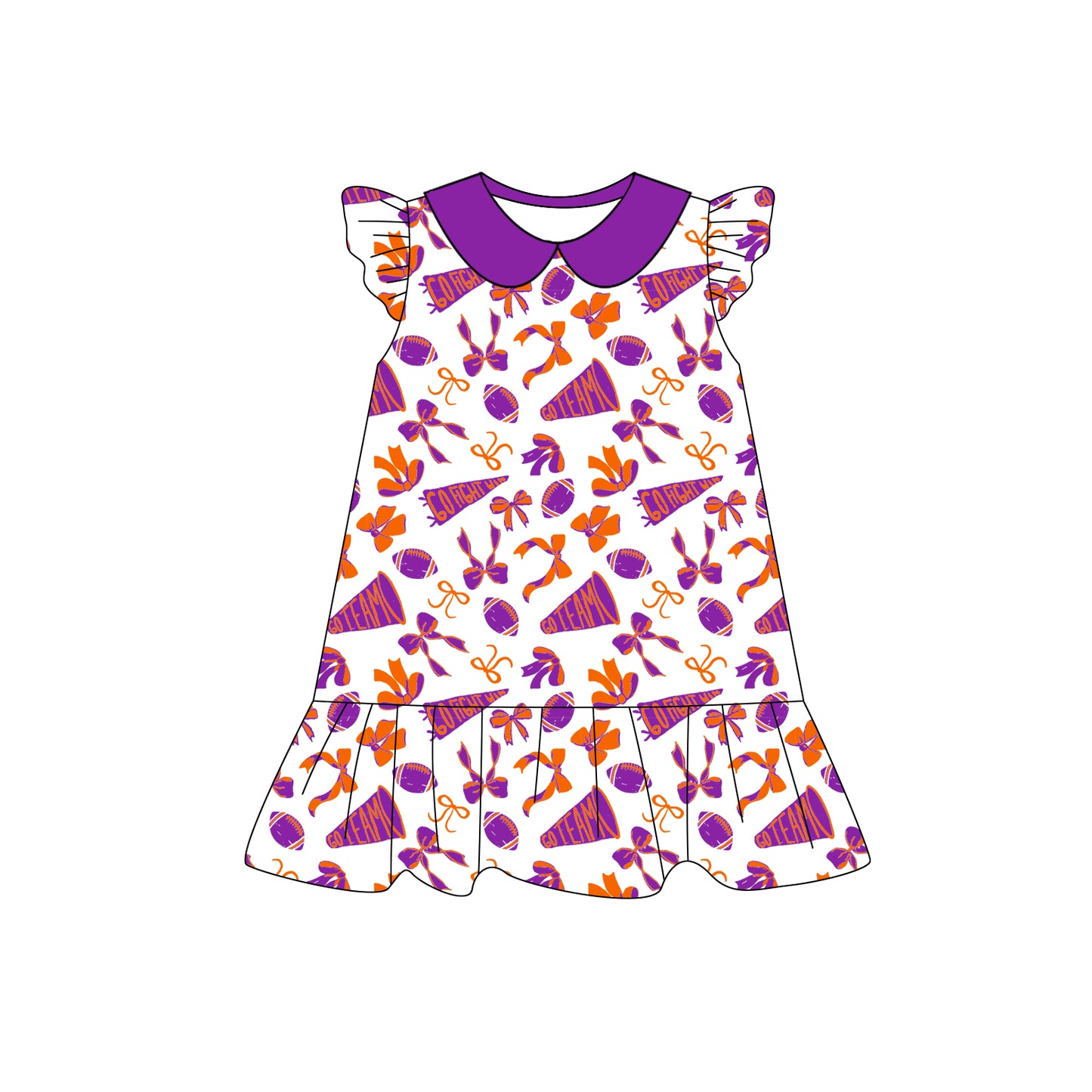 Preorder (moq 5)Baby Girls Orange Pink flutter sleeve Team Knee Length Dresses