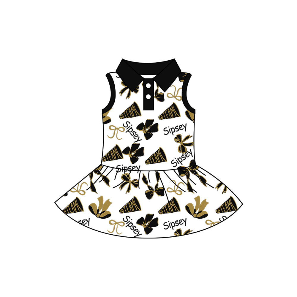 Preorder (moq 5)Baby Girls Sleeveless Sipsey Valley Button Team Knee Length Dresses