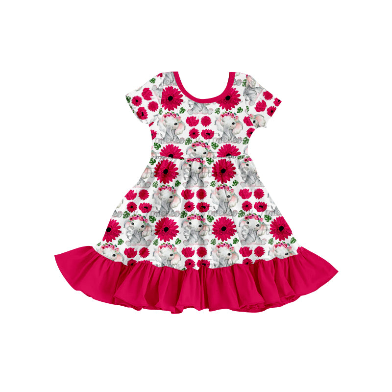 Baby Girls Summer Elephant Short Sleeve Dresses preorder(moq 5)