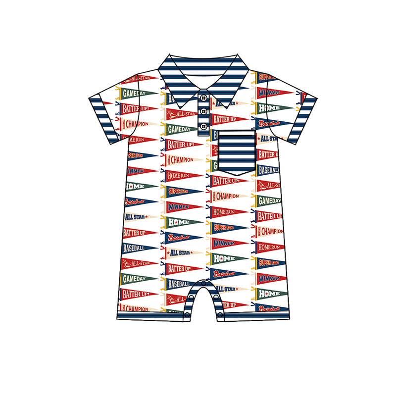 Preorder(moq 5)Baby Infant Boys Summer Team Flags Pocket Rompers