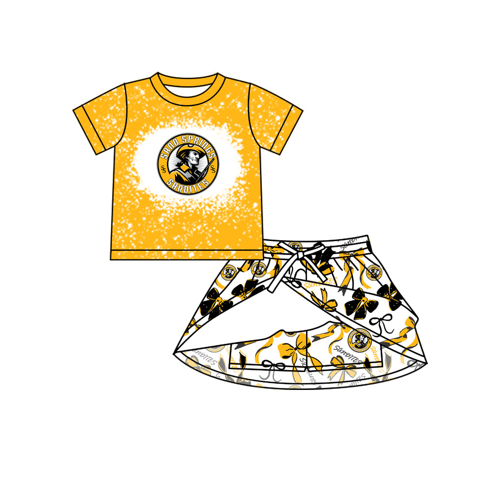 Preorder (moq 5)Baby Girls Sandites Top Bows Skirt Skort Team Sets
