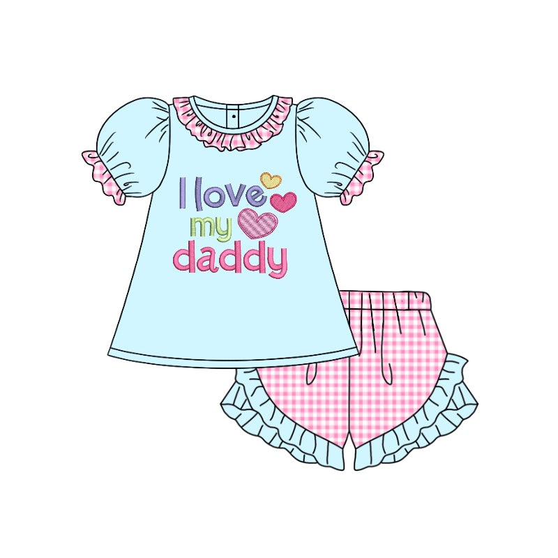 Baby Girls I Love my Daddy Tunic Top Shorts Clothes Sets Preorder(moq 5)