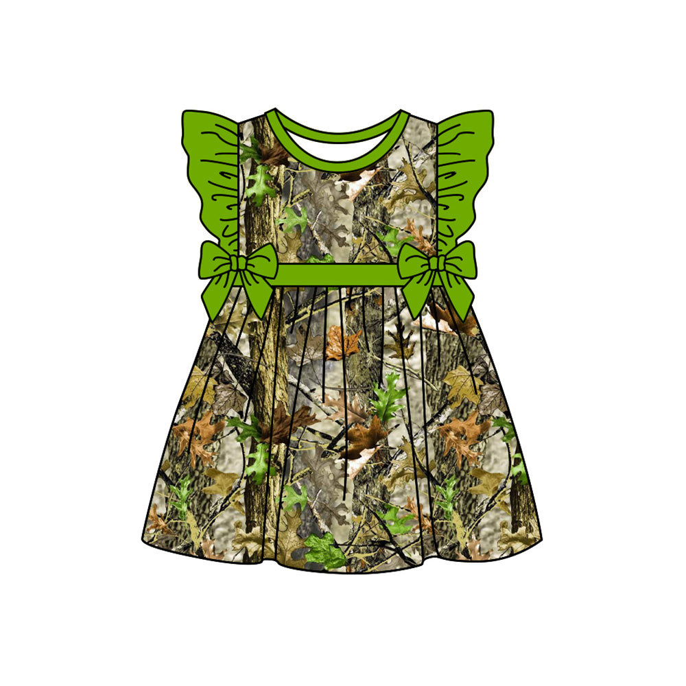 Preorder (moq 5)Baby Girls Real Tree Camouflage Knee Length Dresses