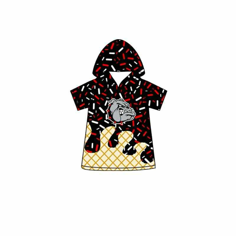 Preorder (moq 5)Baby Boys Black Short Sleeves Bulldogs Drip Team Hoodies Top
