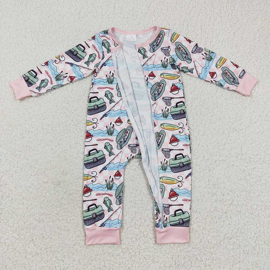 Baby Girls Fishing Pink Rompers