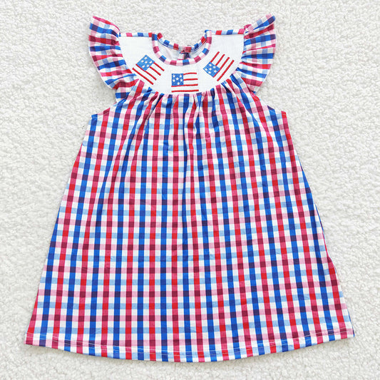 Sibling Baby Girls 4th Of July Smocked Gingham Dresses Rompers