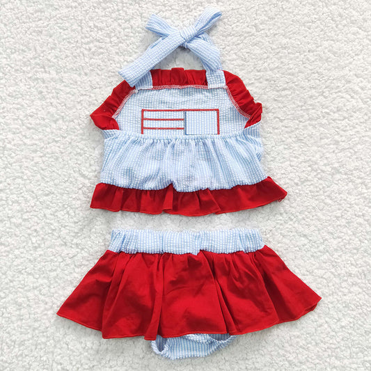 Baby Girls 4th Of July Flag 2 Pieces Swimsuits