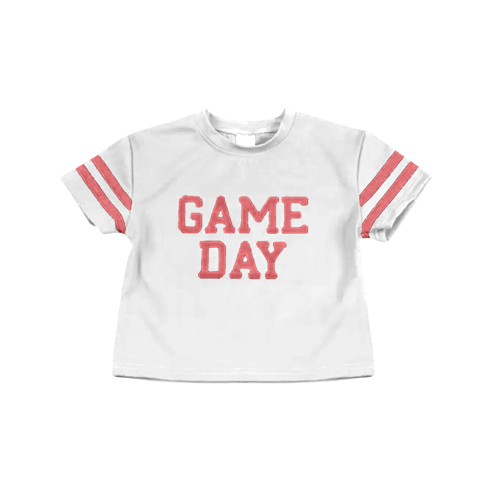 Preorder (moq 5)Baby Girls Coral Game Day Team Cheer Short Sleeve Sports Shirts Tops