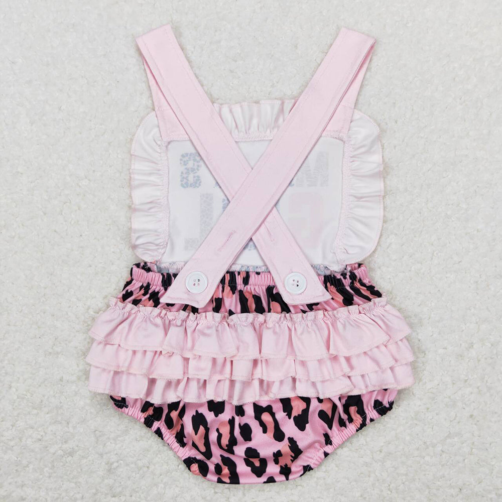 Baby Infant Girls Mama's Girl Straps Leopard Bubble Rompers