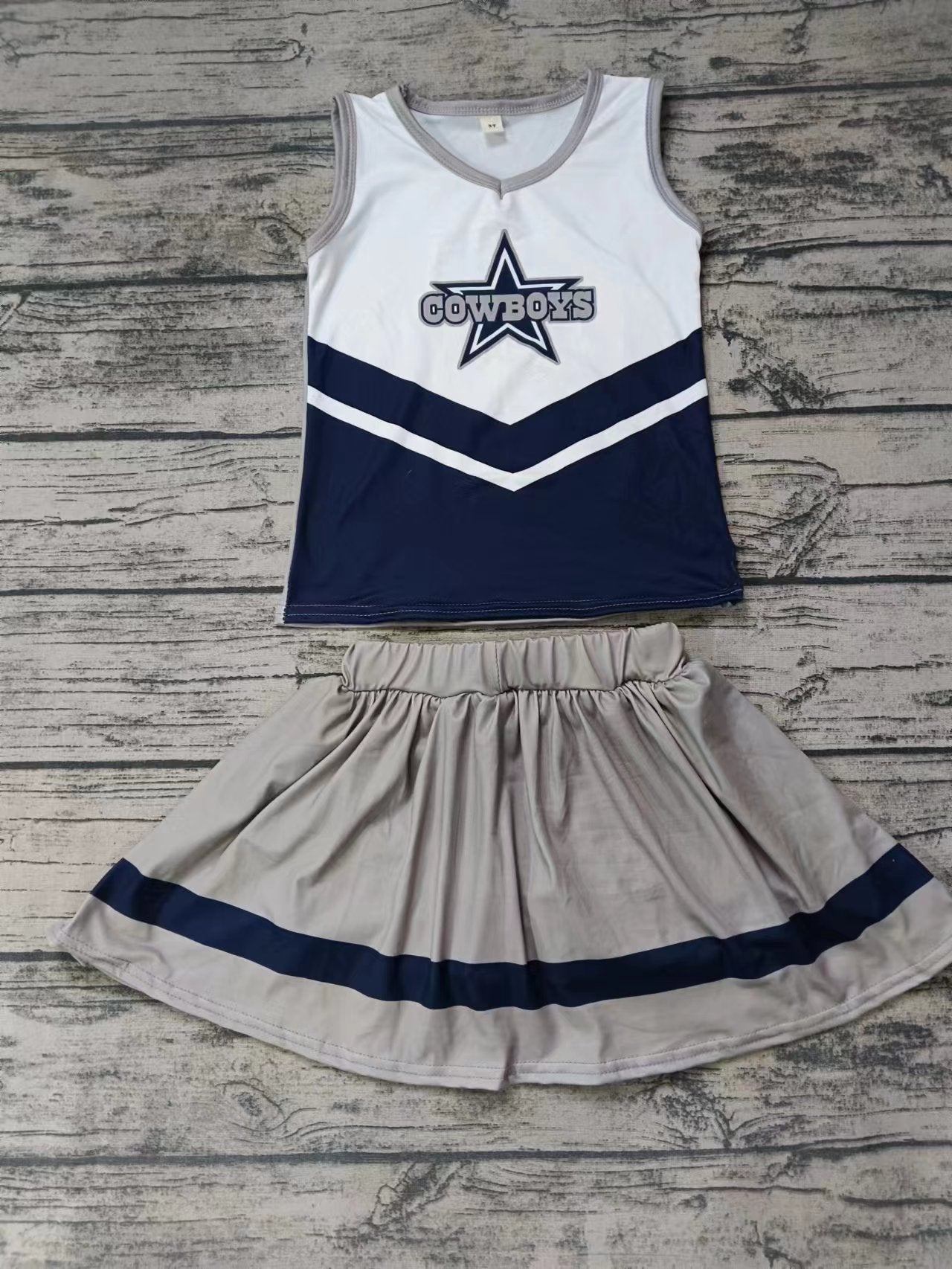 Baby Girls Cowboys Team Cheer Tee Shirt Skirts Clothes Preorder(moq 5)