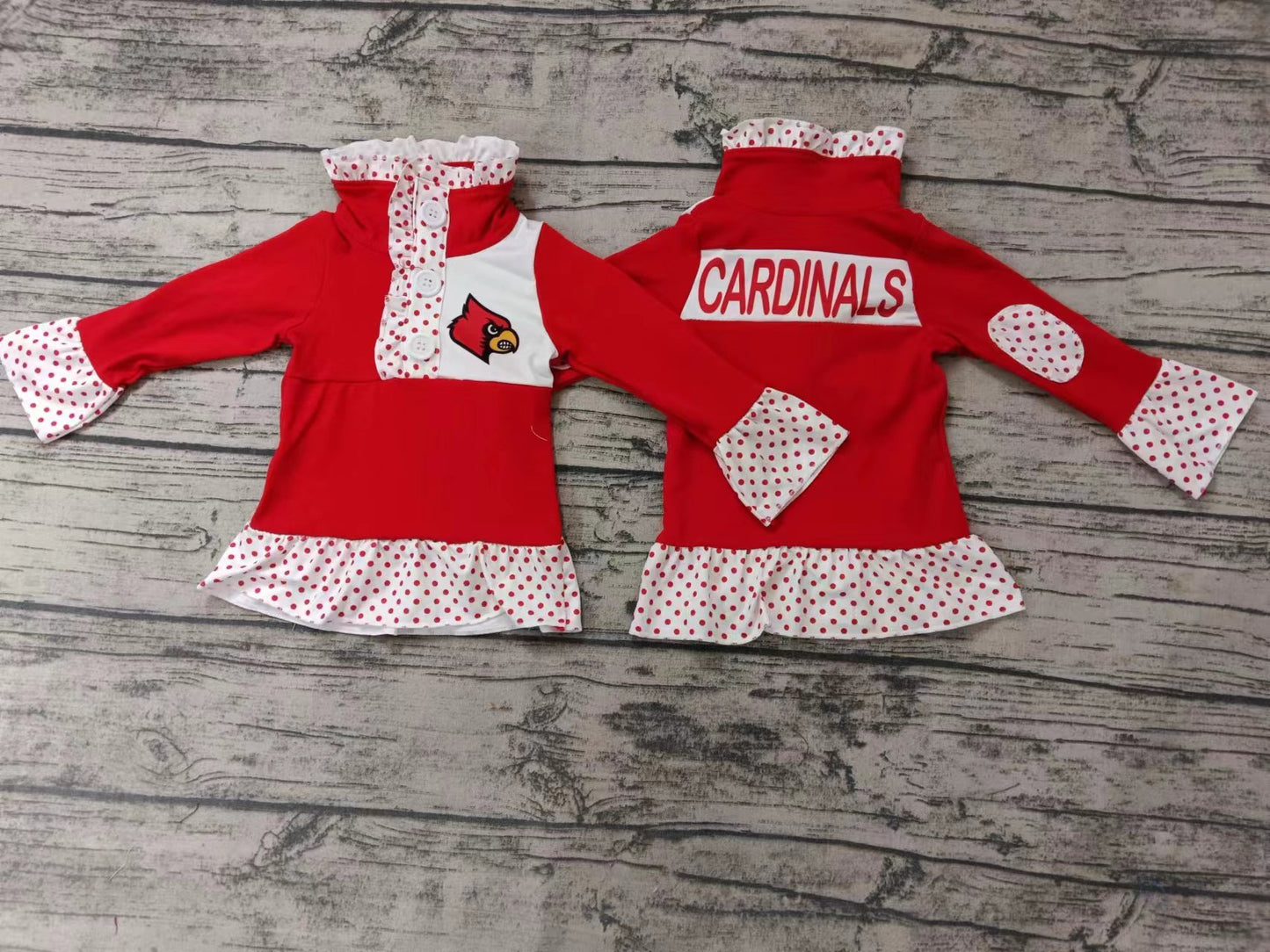 Baby Girls Red Cardinals Team Red Pullover Shirt Tee Shirts preorder(moq 5)