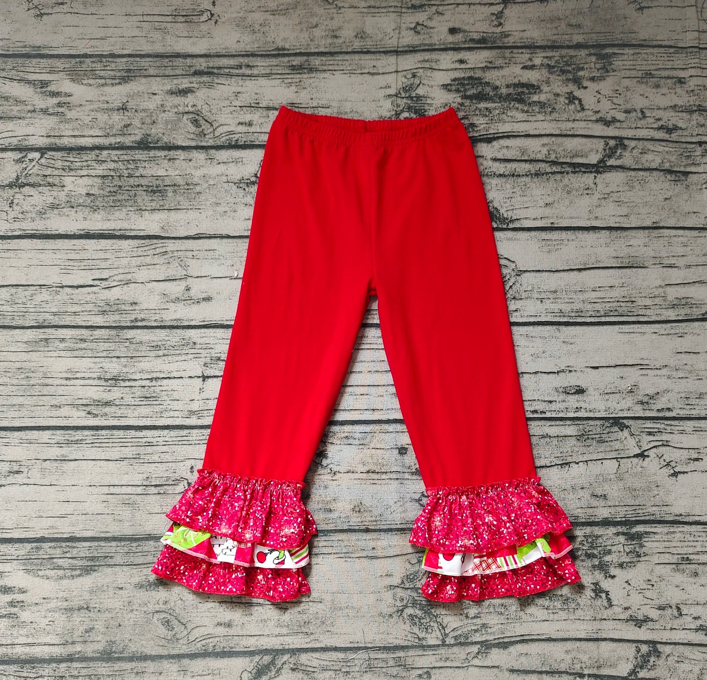 Baby Girls Christmas Triple Ruffle Sparkle Bottom Pants