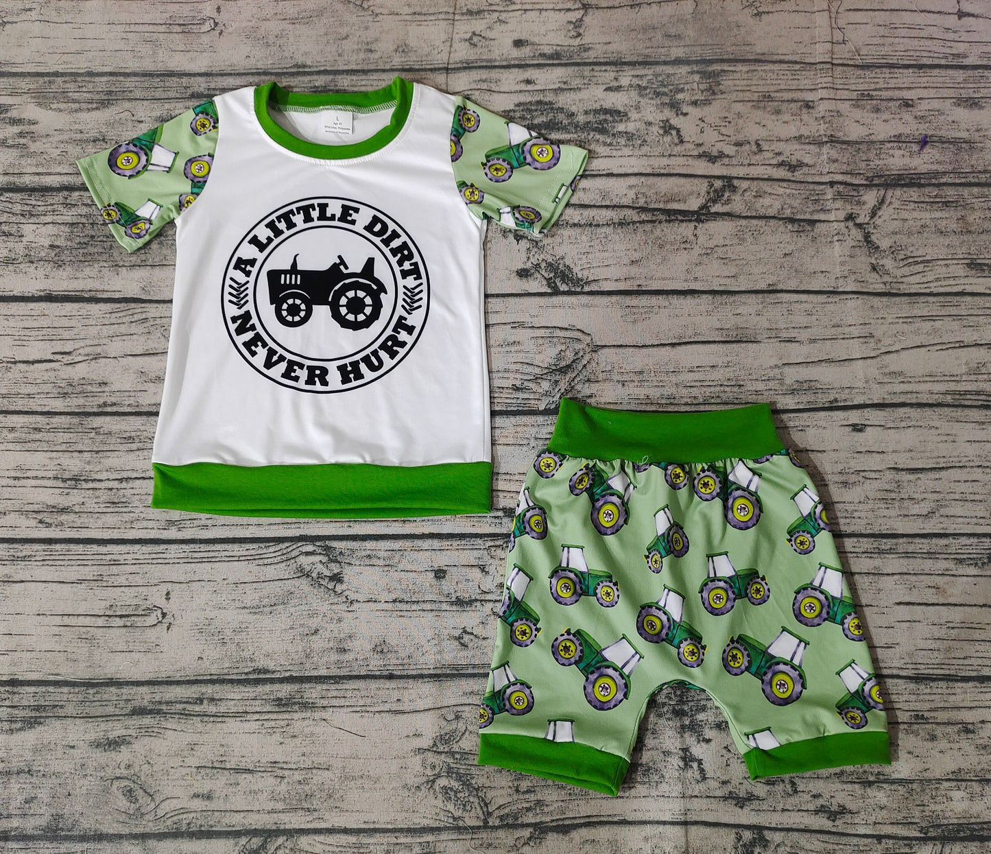 Baby Boys Tractors Farm Shirt Summer Shorts Clothes Sets