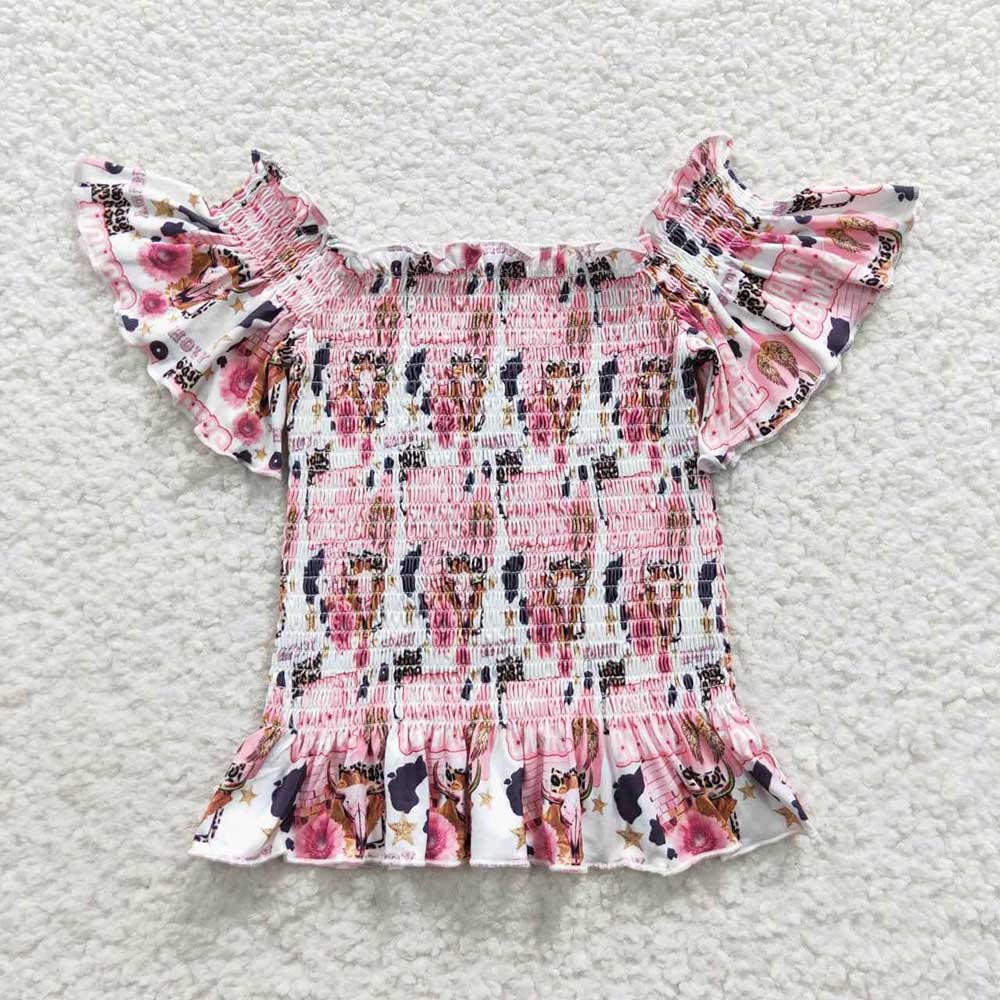 Baby Girls Western Elastic Off Shoulder Shirts Tops